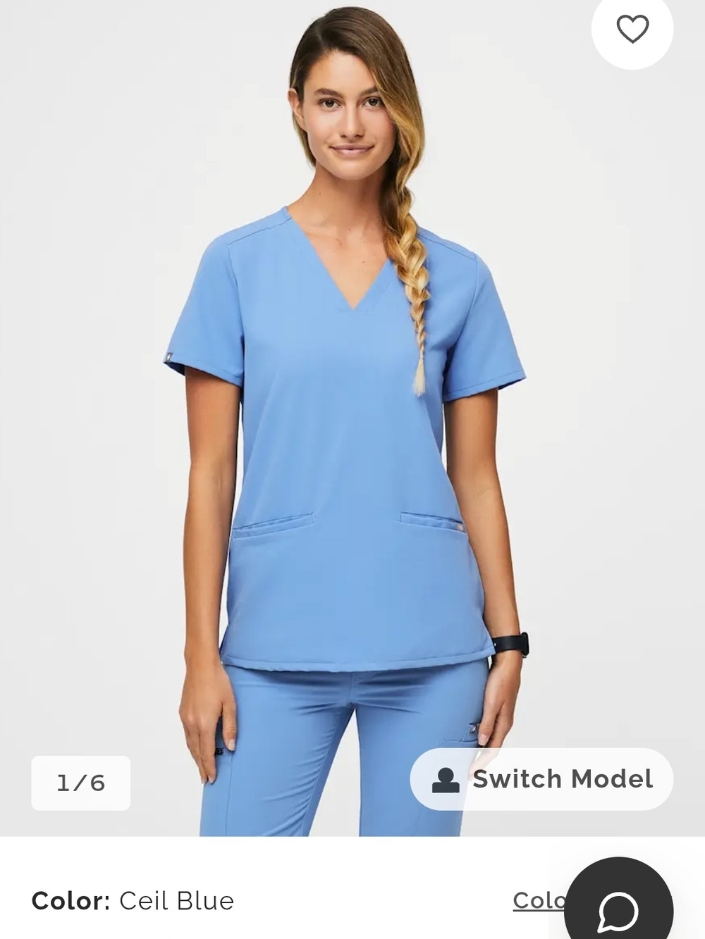 Figs Ceil Blue V-Neck Short Sleeve Scrub Top